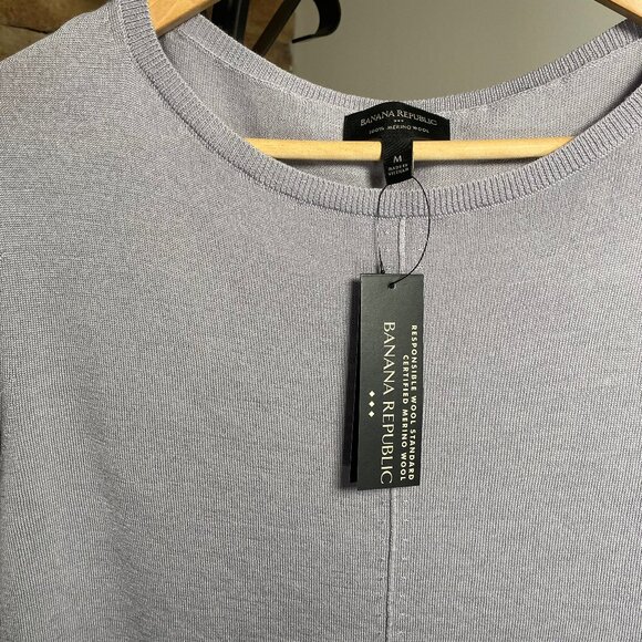 100% Certified Merino Wool 3/4 Sleeve, Grey Sweater round neck - Picture 2 of 4